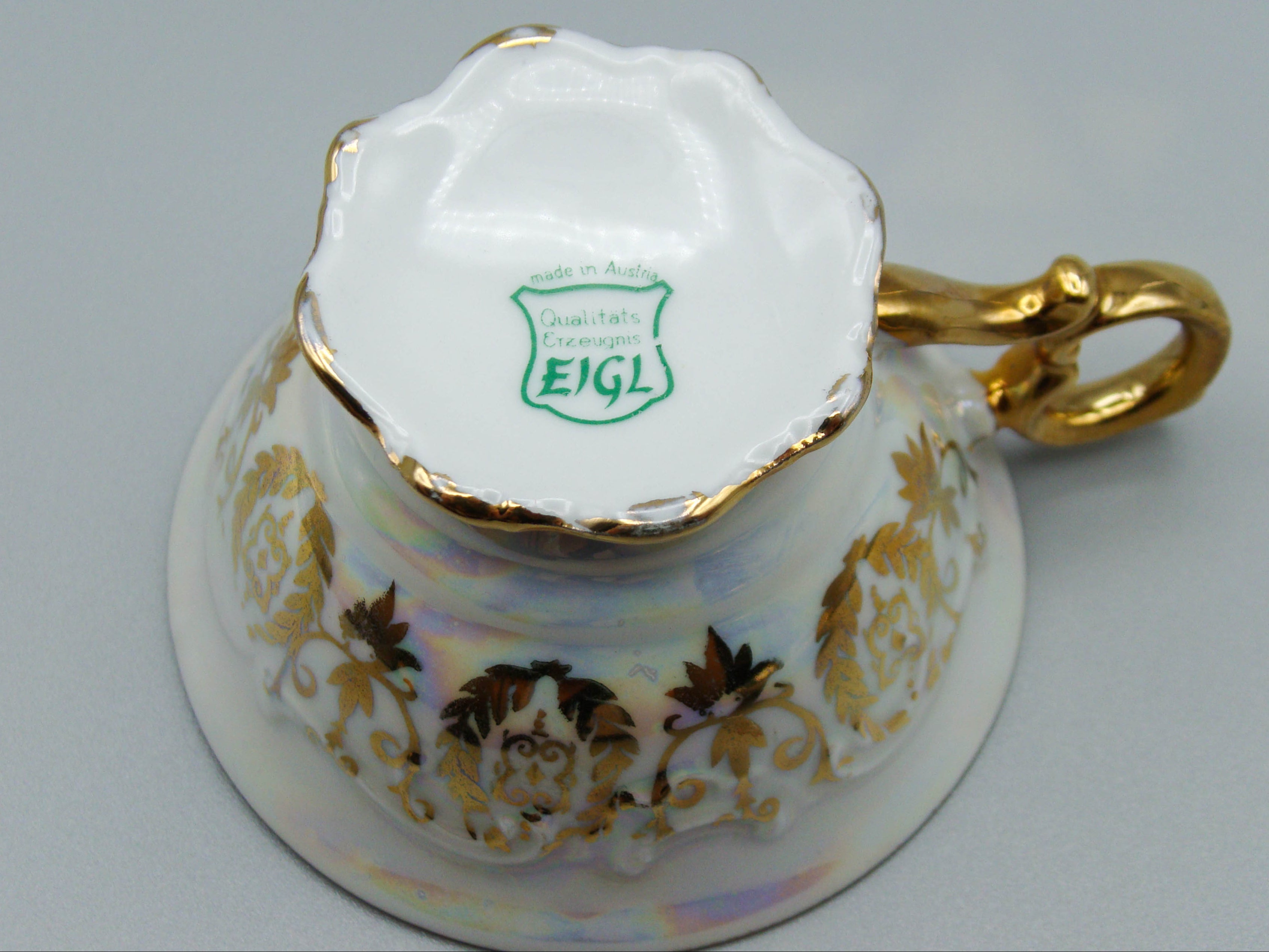Vintage Antique Austrian EIGL Porcelain Tea Cup - Saucer and Cup Set - Kingdom of Antique Arts, Hantpainted Porcelain, Collecting Tea cups, Colllecting Coffee cups, Art Deco Porcelain