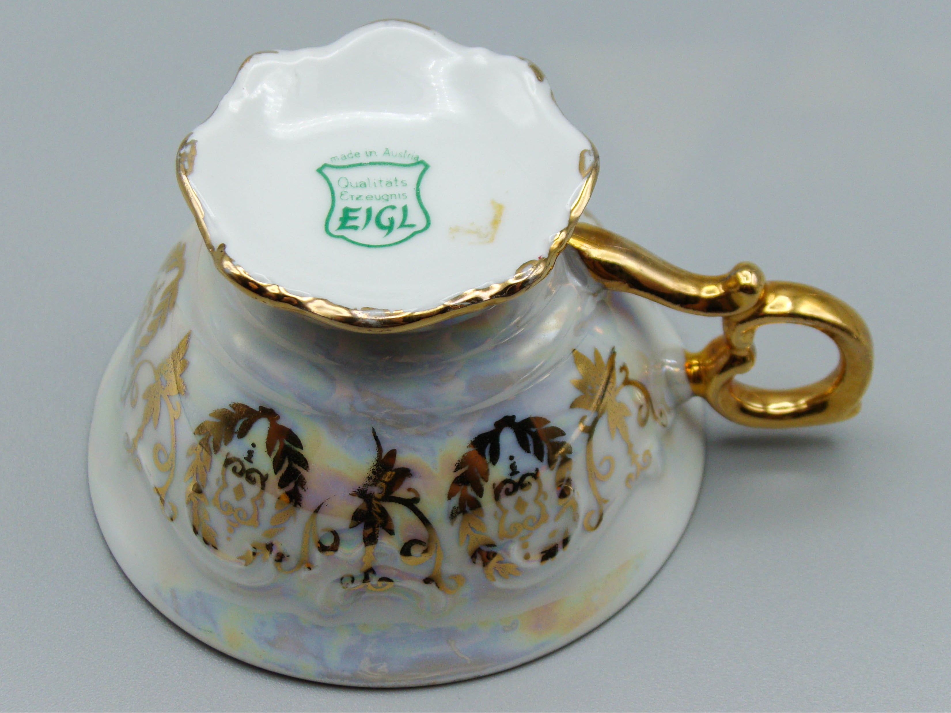 Vintage Antique Austrian EIGL Porcelain Tea Cup - Saucer and Cup Set - Kingdom of Antique Arts, Hantpainted Porcelain, Collecting Tea cups, Colllecting Coffee cups, Art Deco Porcelain