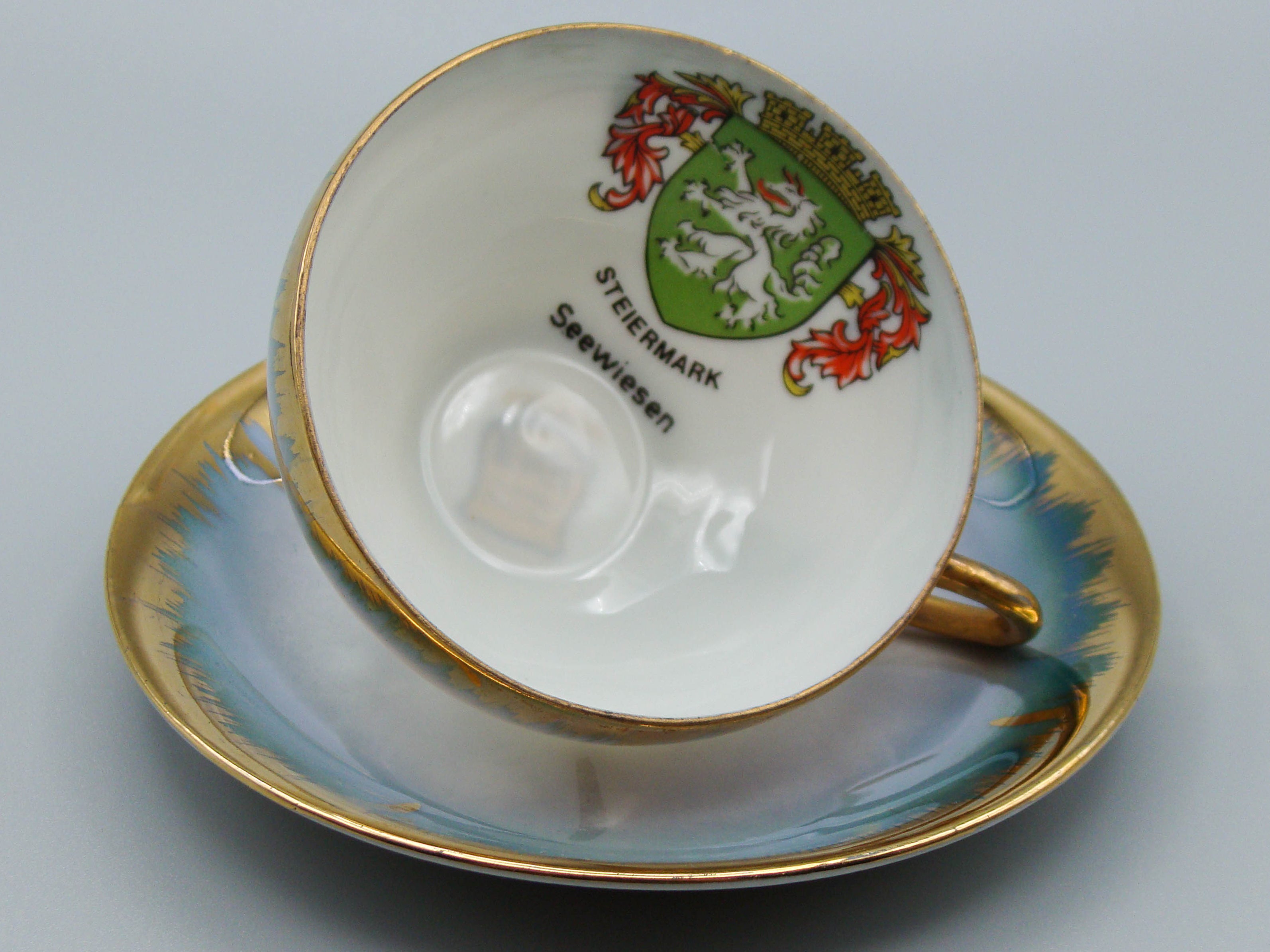 Vintage Antique Austrian EIGL Porcelain Tea Cup - Saucer and Cup Set - Kingdom of Antique Arts, Hantpainted Porcelain, Collecting Tea cups, Colllecting Coffee cups, Art Deco Porcelain