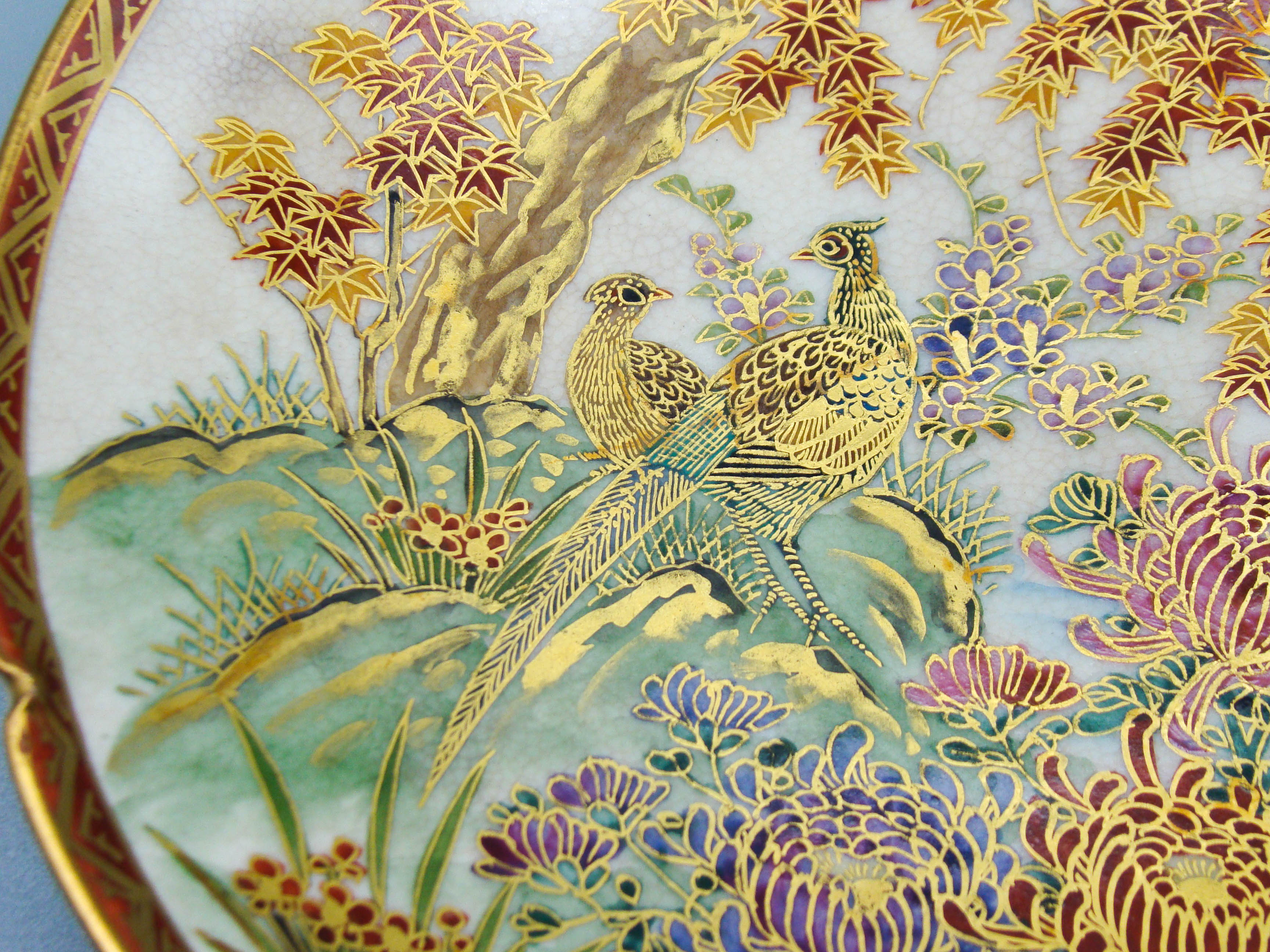 Vintage Antique Japanese Satsuma Porcelain Plate - Hand Painted - Kingdom of Antique Arts, Satsuma Porcelain, Hantpainted Porcelain, Japan Porcelain, Art Deco Porcelain