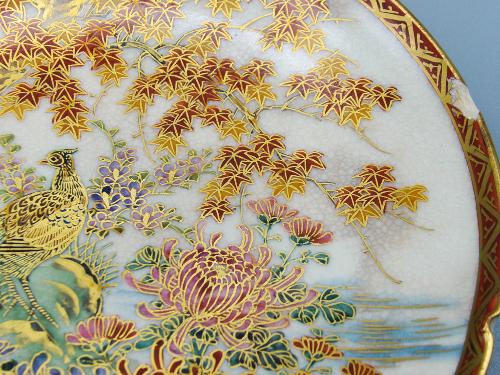 Vintage Antique Japanese Satsuma Porcelain Plate - Hand Painted - Kingdom of Antique Arts, Satsuma Porcelain, Hantpainted Porcelain, Japan Porcelain, Art Deco Porcelain