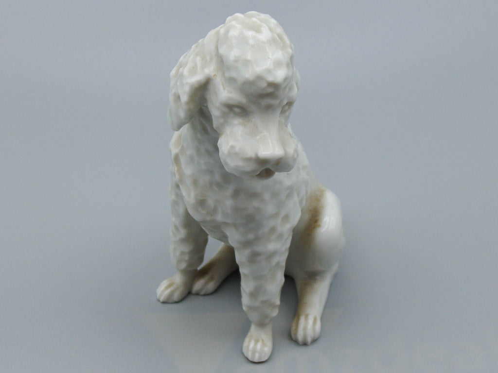 Antique European Porcelain Sculpture, European Porcelain, Porcelain Figurine, Handmade Porcelain Figurine, Augarten Porcelain, Augarten Figurines - Austrian Porcelain, Kingdom of Antique Arts, Augarten Porcelain Great Poodle, Augarten, Poodle, Dog Figurine