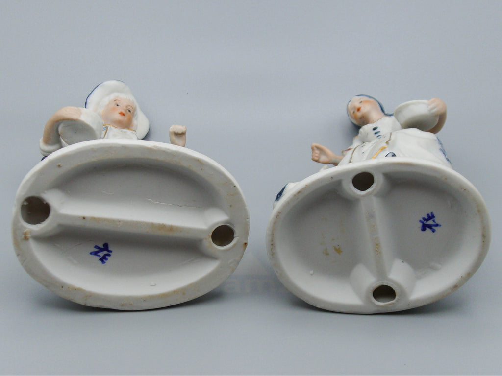 Blue and While porcelain, Dutch Porcelain, Couple Figurine, Chicken figurine