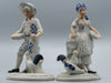 Blue and While porcelain, Dutch Porcelain, Couple Figurine, Chicken figurine