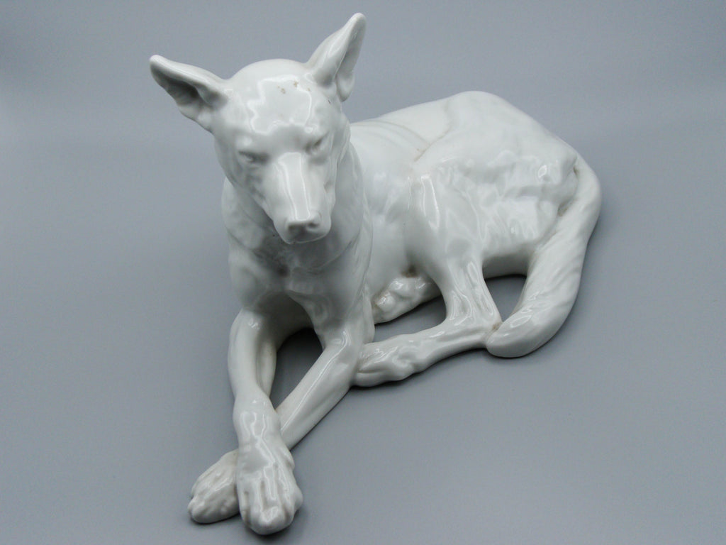 Hungarian Herend Porcelain German Shepherd Dog, Antique European Porcelain Sculpture, European Porcelain, Porcelain Figurine, Handmade Porcelain Figurine, Augarten Porcelain, Augarten Figurines - Austrian Porcelain, Kingdom of Antique Arts, Herrend Porcelain, Hungary Porcelain