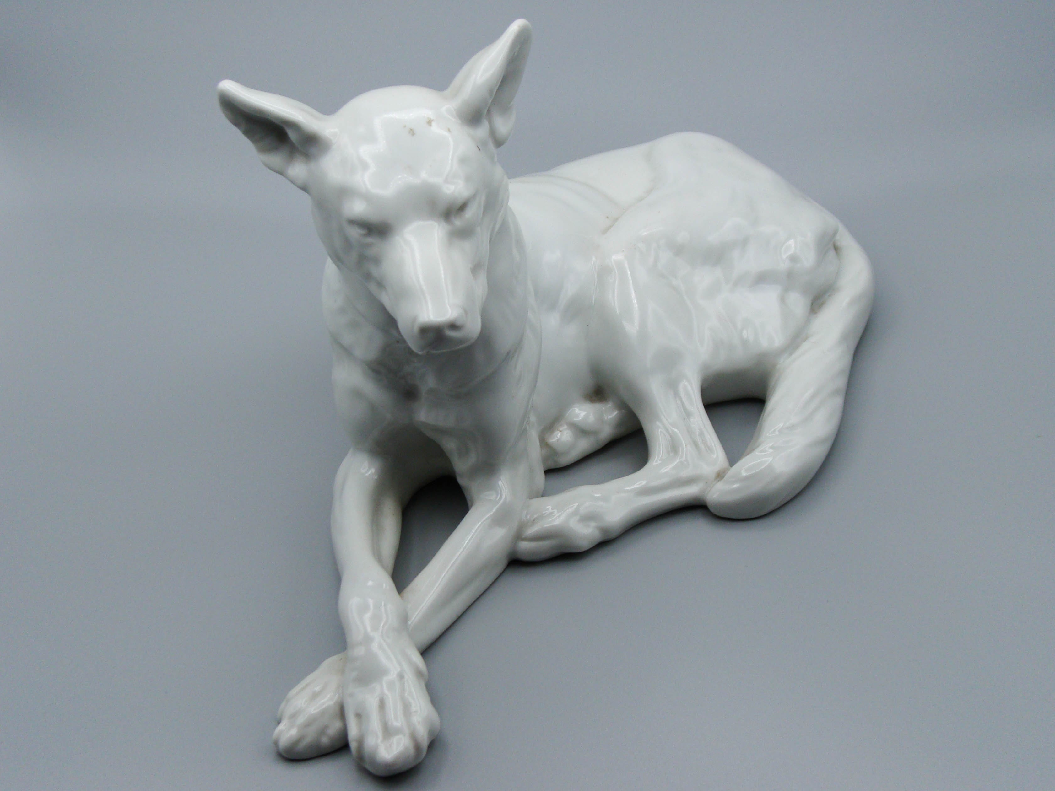 Hungarian Herend Porcelain German Shepherd Dog, Antique European Porcelain Sculpture, European Porcelain, Porcelain Figurine, Handmade Porcelain Figurine, Augarten Porcelain, Augarten Figurines - Austrian Porcelain, Kingdom of Antique Arts, Herrend Porcelain, Hungary Porcelain