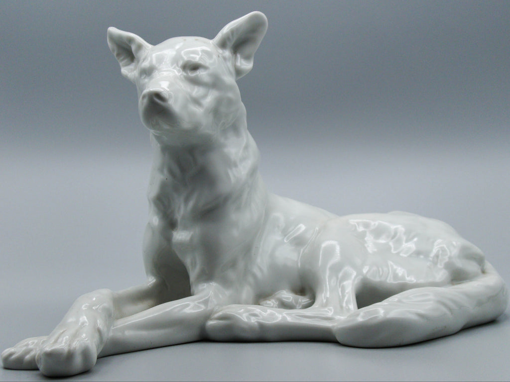 Hungarian Herend Porcelain German Shepherd Dog, Antique European Porcelain Sculpture, European Porcelain, Porcelain Figurine, Handmade Porcelain Figurine, Augarten Porcelain, Augarten Figurines - Austrian Porcelain, Kingdom of Antique Arts, Herrend Porcelain, Hungary Porcelain
