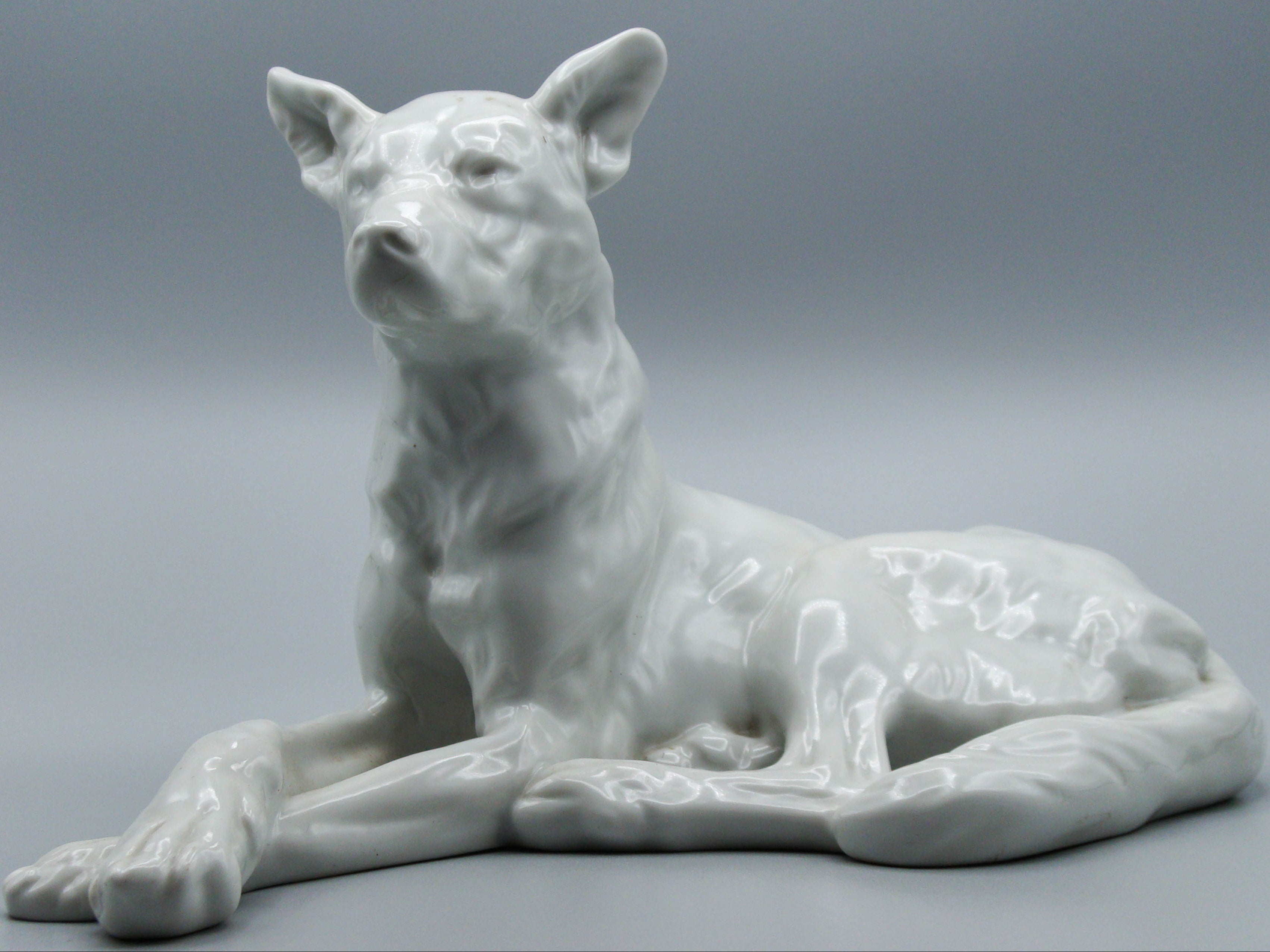 Hungarian Herend Porcelain German Shepherd Dog, Antique European Porcelain Sculpture, European Porcelain, Porcelain Figurine, Handmade Porcelain Figurine, Augarten Porcelain, Augarten Figurines - Austrian Porcelain, Kingdom of Antique Arts, Herrend Porcelain, Hungary Porcelain