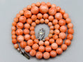 antique coral, natural coral, undyed coral, White angel skin coral, Italian coral, pacific coral, Sardinian Coral, sea coral, Mediterranean coral, Mediterranean Necklace, Mediterranean Rosa chain, White coral necklace, handcarved coral, Rosa Coral Necklace
