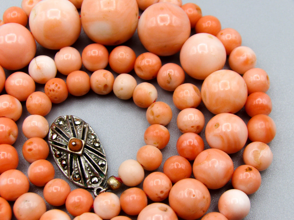 antique coral, natural coral, undyed coral, White angel skin coral, Italian coral, pacific coral, Sardinian Coral, sea coral, Mediterranean coral, Mediterranean Necklace, Mediterranean chain, White coral Necklace, Rosa Necklace, handcarved coral, Silver 800 clasp