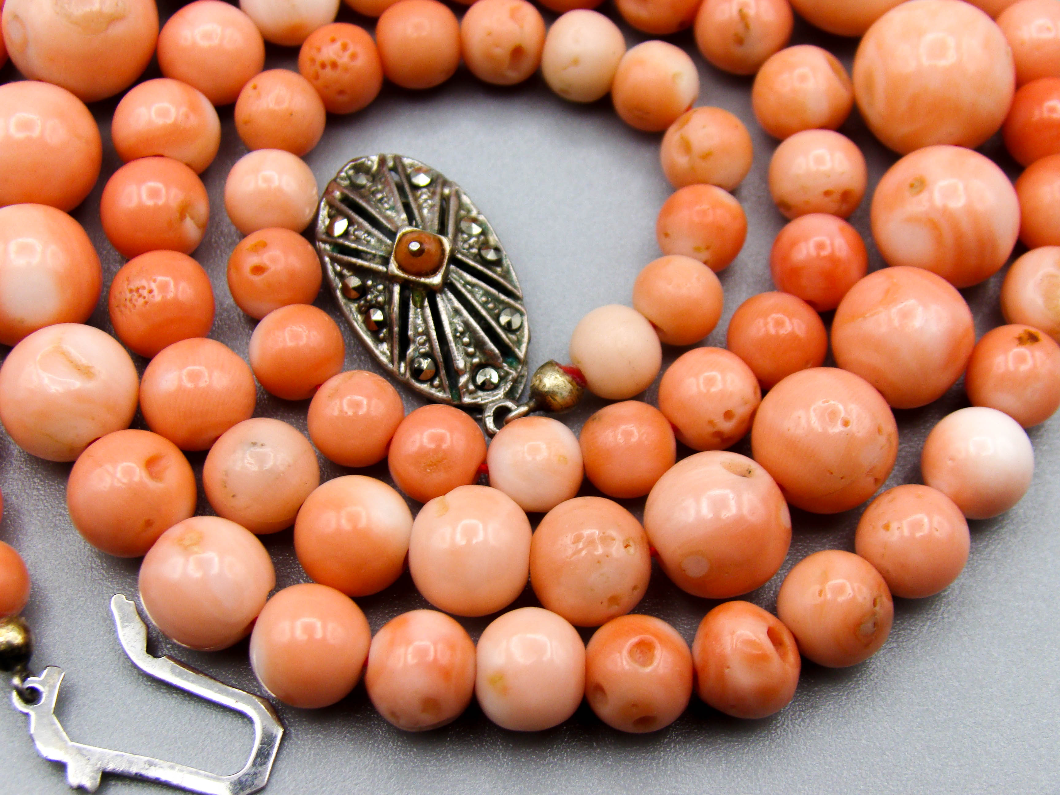 antique coral, natural coral, undyed coral, White angel skin coral, Italian coral, pacific coral, Sardinian Coral, sea coral, Mediterranean coral, Mediterranean Necklace, Mediterranean chain, White coral Necklace, Rosa Necklace, handcarved coral, Silver 800 clasp