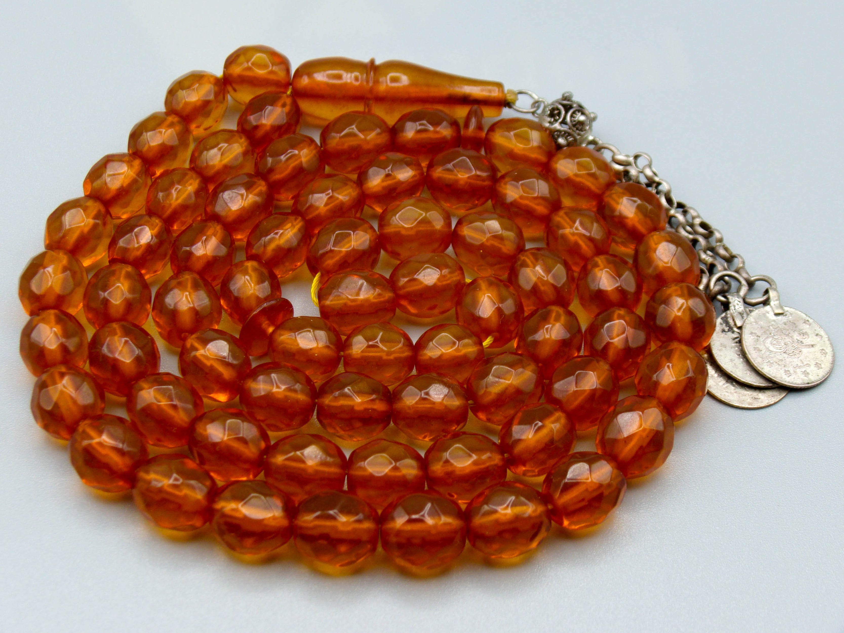 baltic amber, amber, antique, amber beads, Facettiert Amber, amber chain, Rosary beads, مسبحة, Masbaha, Muslim prayer beads حبيت الدورة ,العنبر الهندى, Sterling Silver Tassel