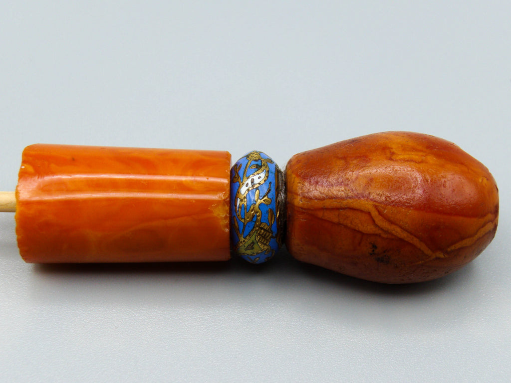 Antique Baltic egg yolk Natural Amber Hookah Mouthpiece - Kingdom of Antique Arts