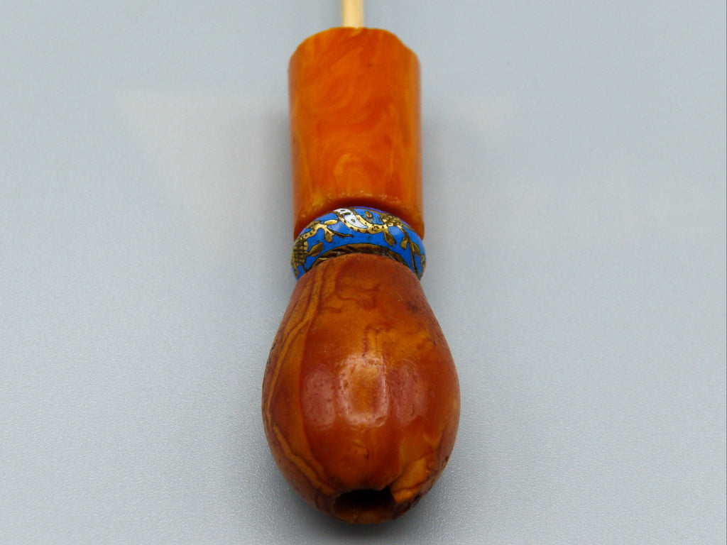 Antique Baltic egg yolk Natural Amber Hookah Mouthpiece - Kingdom of Antique Arts