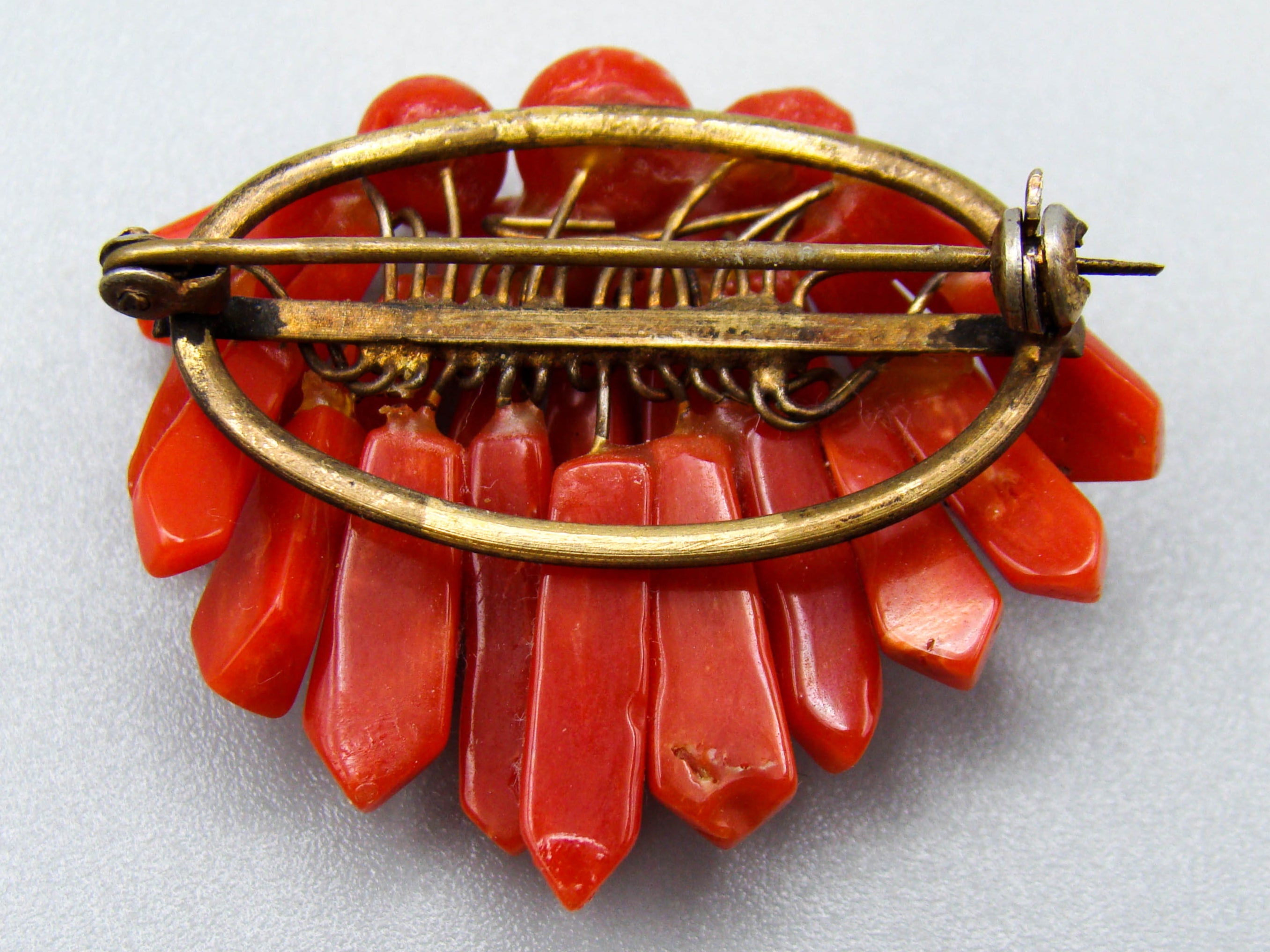 antique coral, natural coral, undyed coral, dark red coral, blood red coral, Italian coral, pacific coral, Sardinian Coral, Coral brooch, sea coral, aka coral