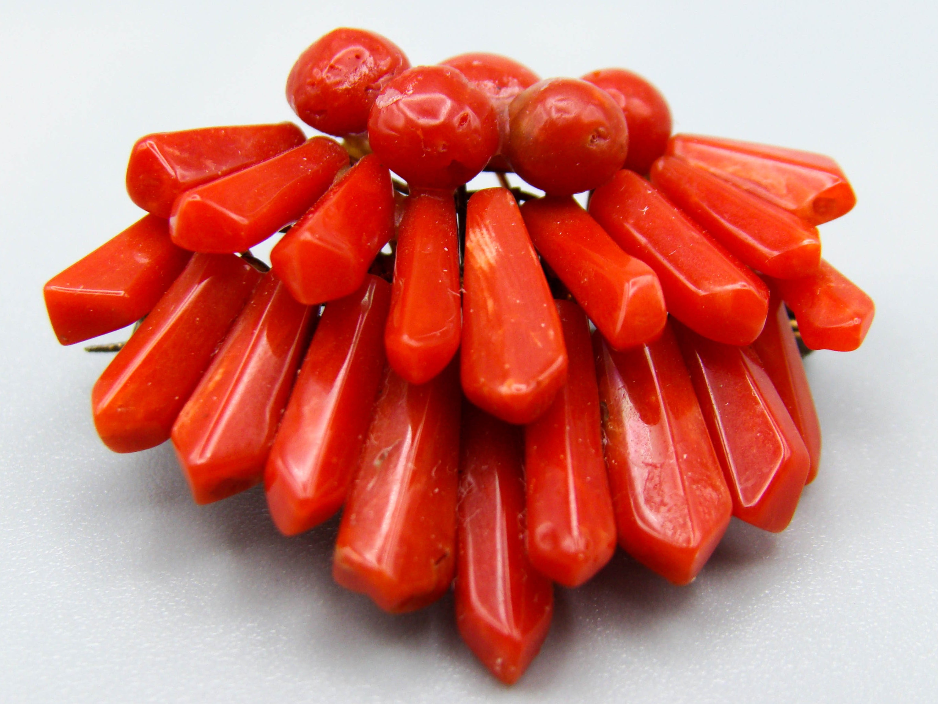 antique coral, natural coral, undyed coral, dark red coral, blood red coral, Italian coral, pacific coral, Sardinian Coral, Coral brooch, sea coral, aka coral