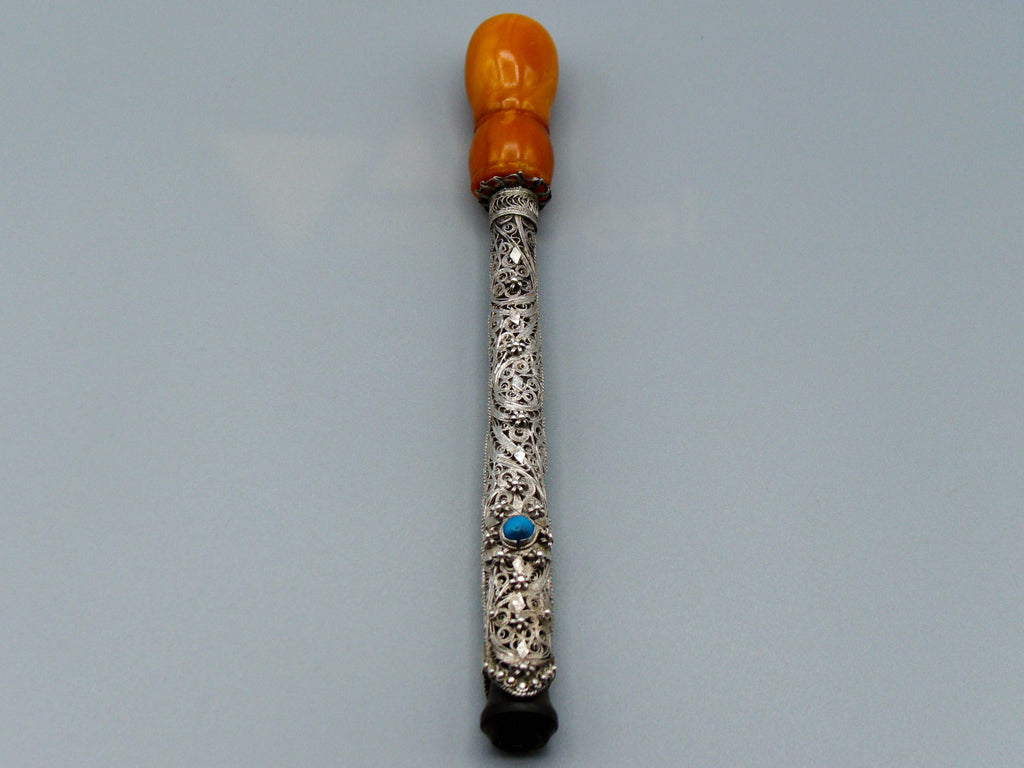 Antique Baltic egg yolk Natural Amber Hookah Mouthpiece - Kingdom of Antique Arts
