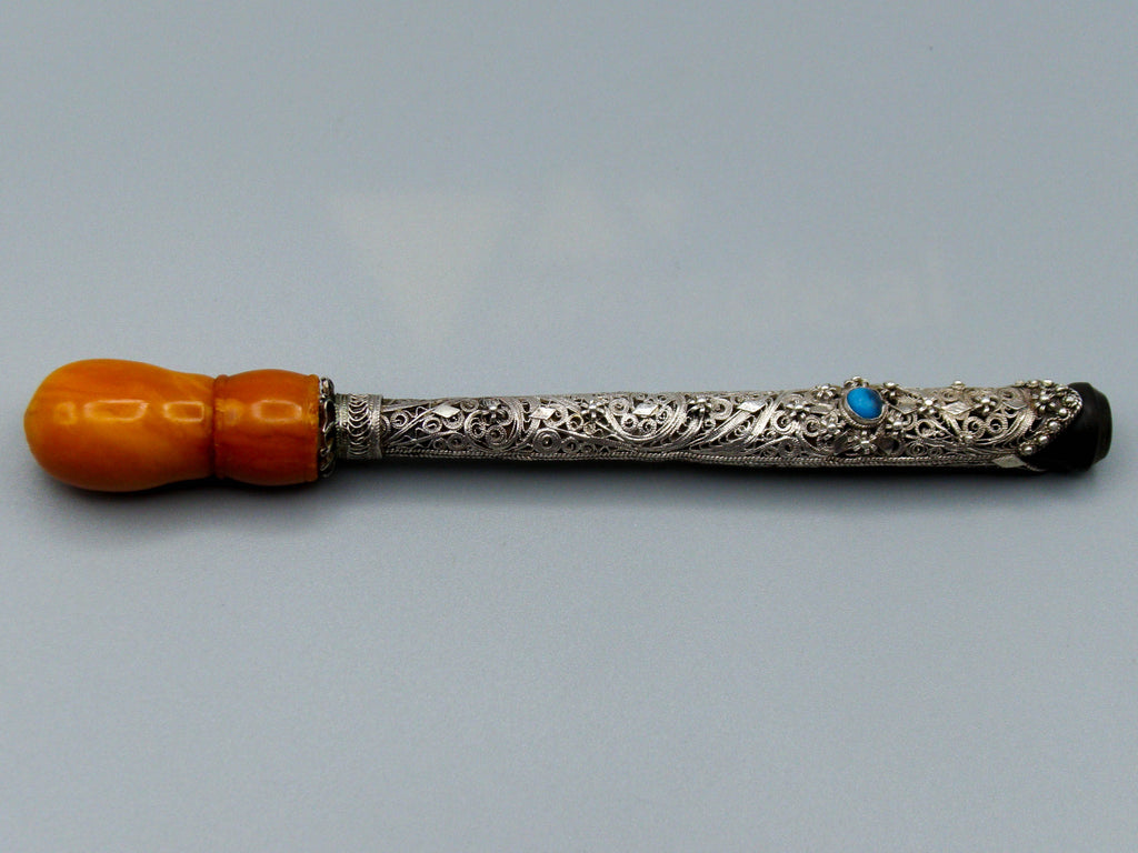 Antique Baltic egg yolk Natural Amber Hookah Mouthpiece - Kingdom of Antique Arts