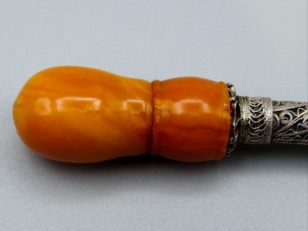 Antique Baltic egg yolk Natural Amber Hookah Mouthpiece - Kingdom of Antique Arts