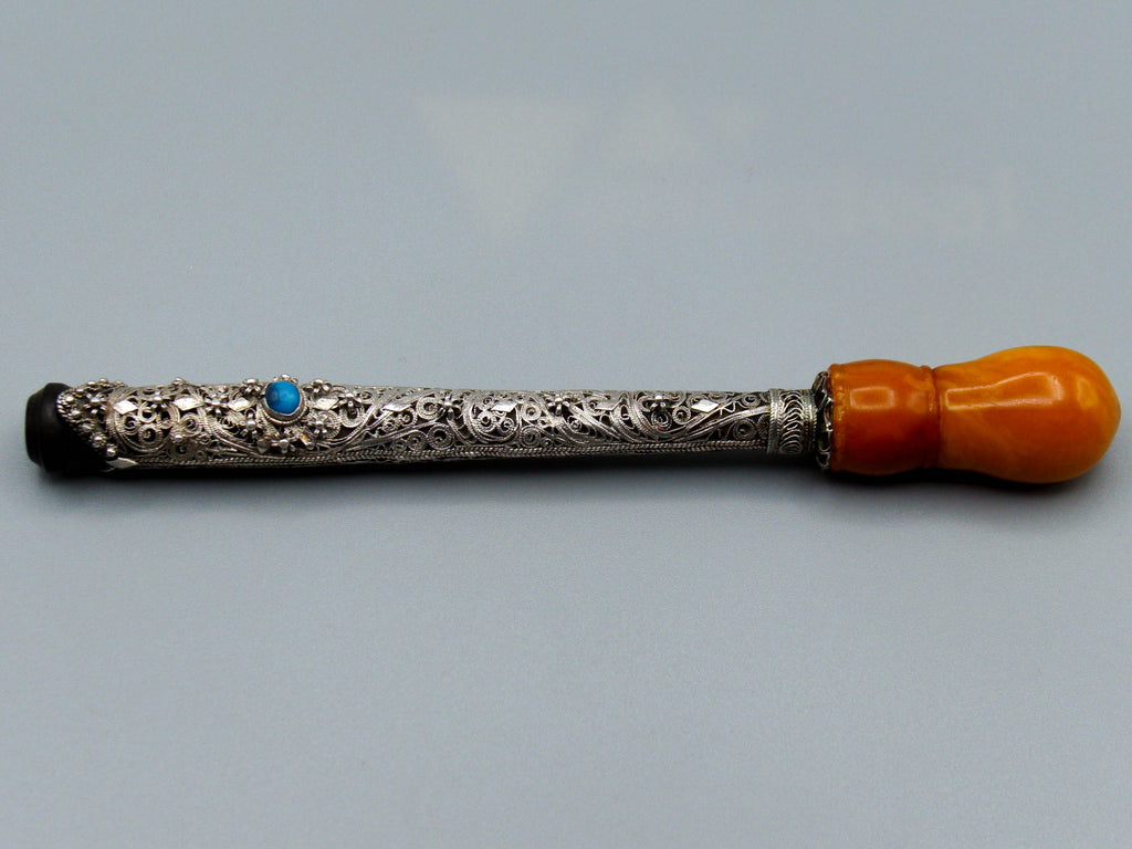 Antique Baltic egg yolk Natural Amber Hookah Mouthpiece - Kingdom of Antique Arts