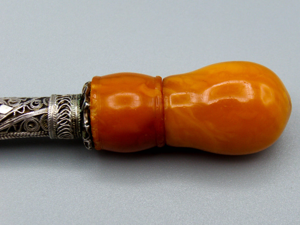 baltic amber, amber, hookah, hookah mouthpiece, antique, amber mouthpiecce, egg yolk, Sterling Silver