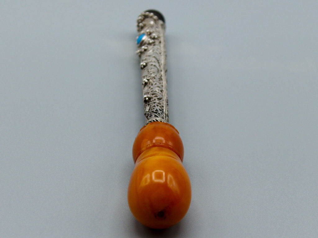 Antique Baltic egg yolk Natural Amber Hookah Mouthpiece - Kingdom of Antique Arts