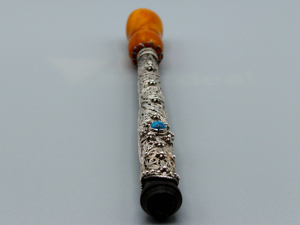 Antique Baltic egg yolk Natural Amber Hookah Mouthpiece - Kingdom of Antique Arts