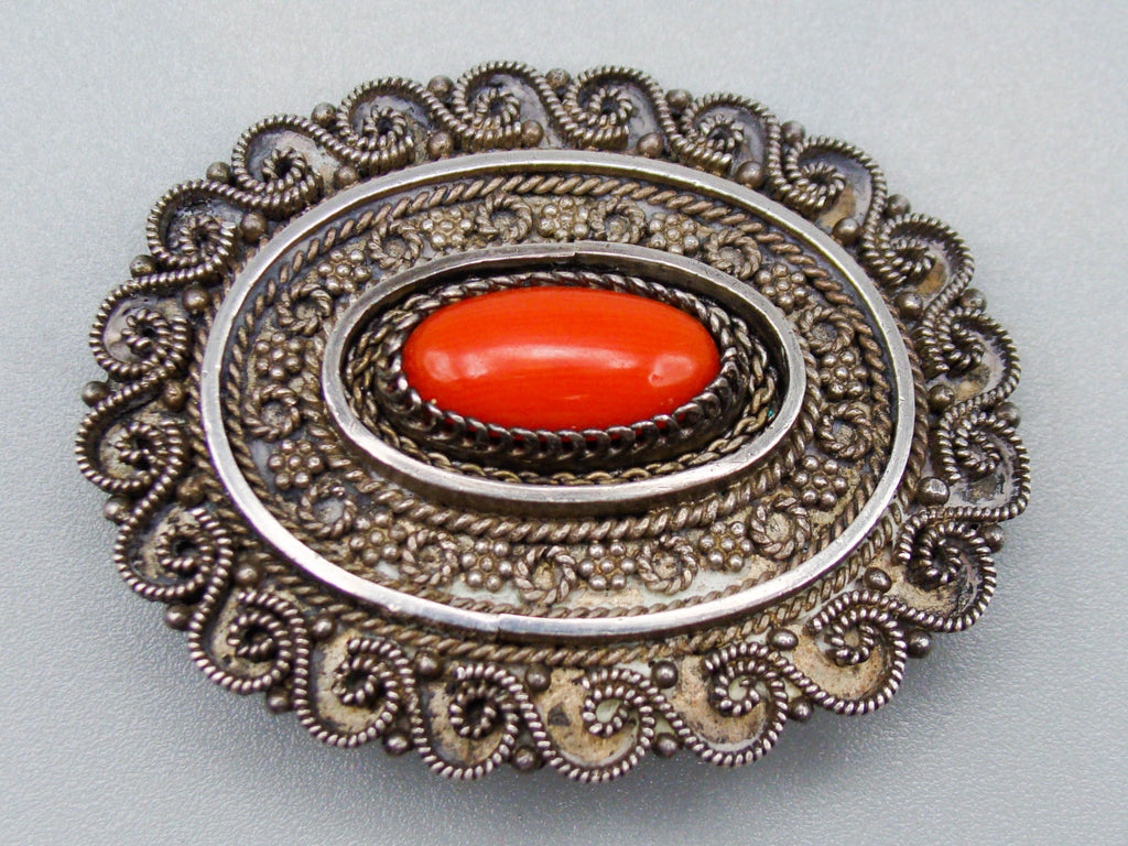 antique coral, natural coral, undyed coral, red coral, blood red coral, Italian coral, pacific coral, Sardinian Coral, Coral brooch, Coral earrings, coral pendant, sea coral, Silver 925