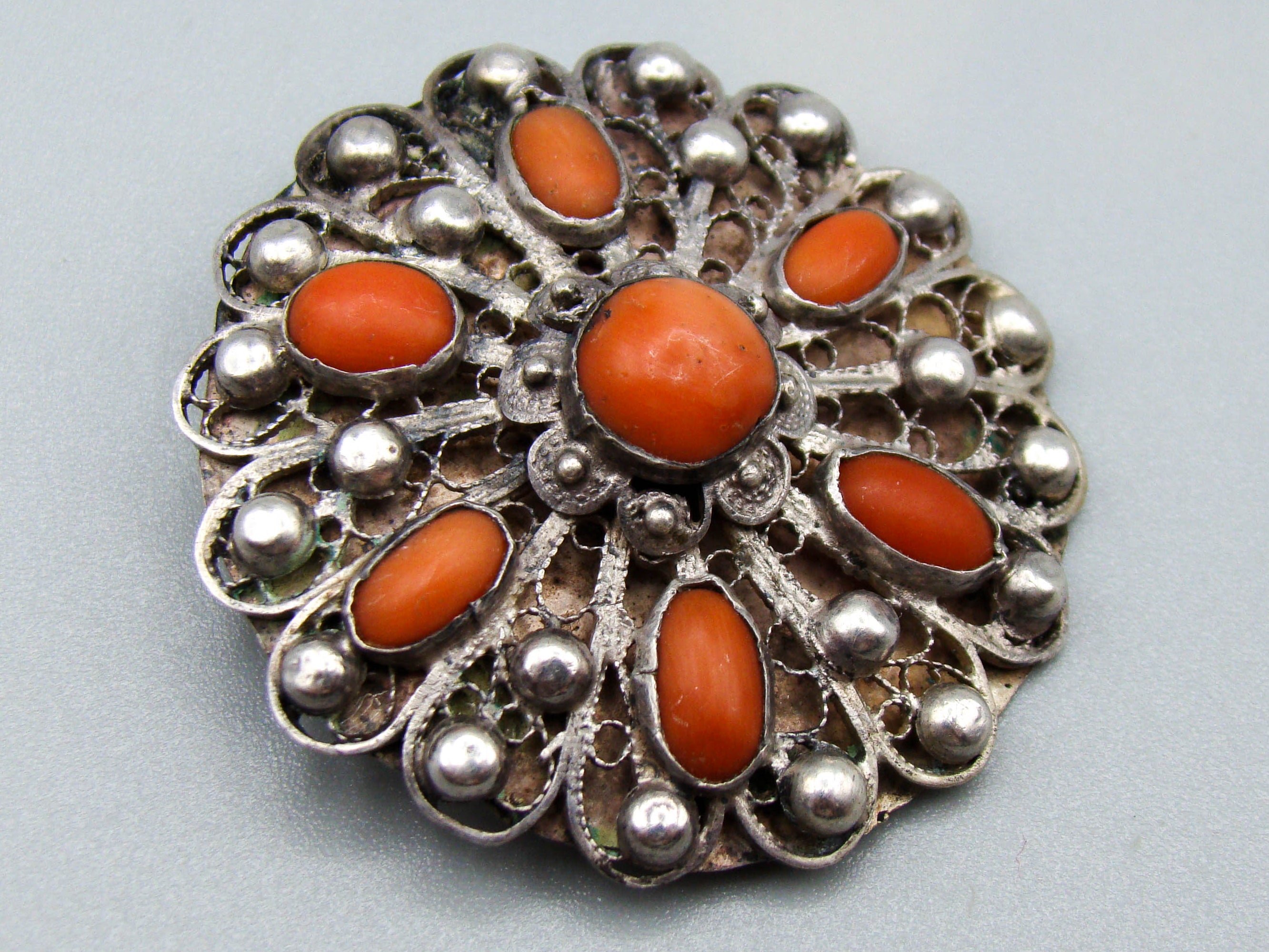 antique coral, natural coral, undyed coral, red coral, blood red coral, Italian coral, pacific coral, Sardinian Coral, Coral brooch, Coral earrings, coral pendant, sea coral, Silver 925