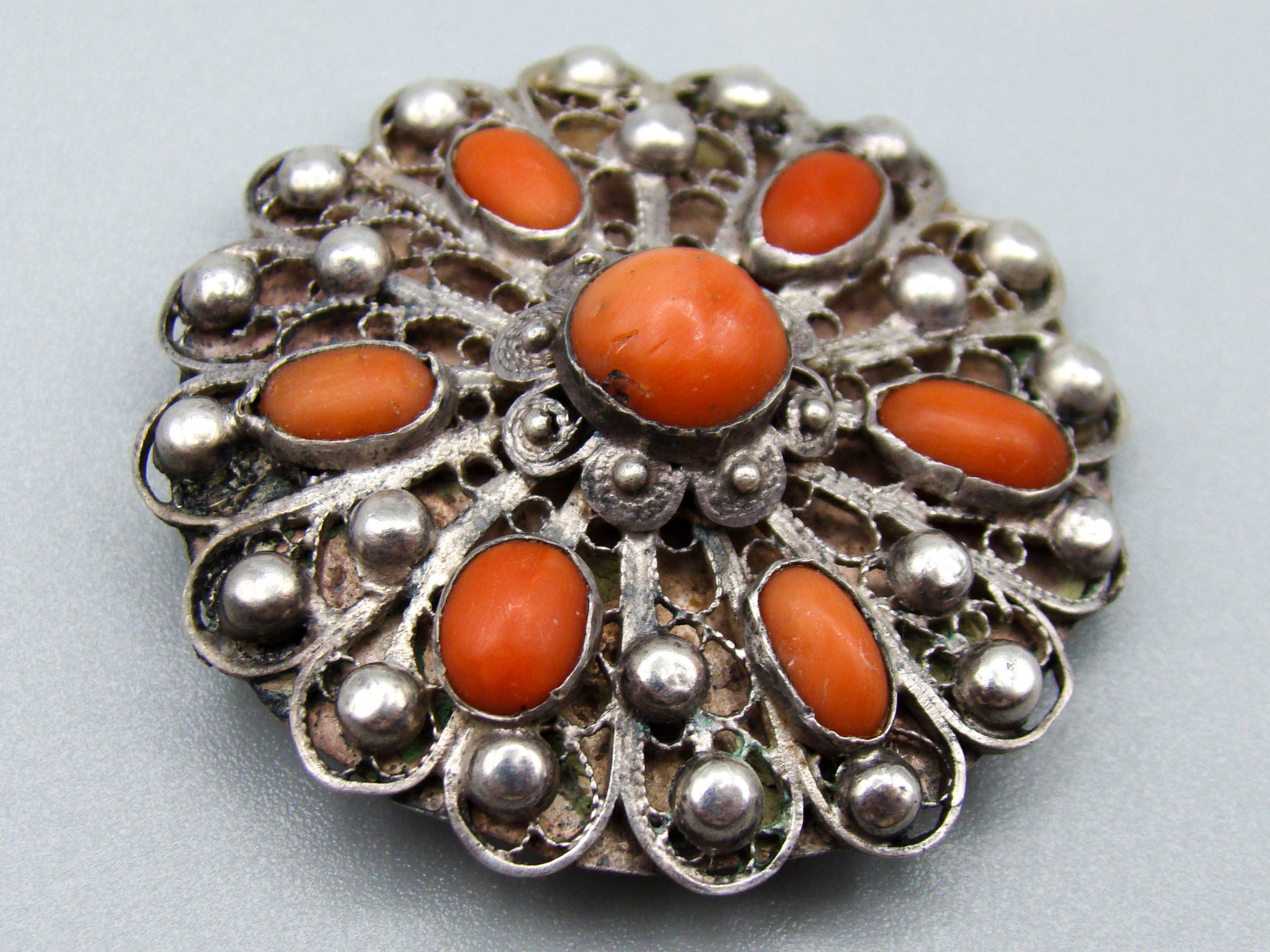 antique coral, natural coral, undyed coral, red coral, blood red coral, Italian coral, pacific coral, Sardinian Coral, Coral brooch, Coral earrings, coral pendant, sea coral, Silver 925