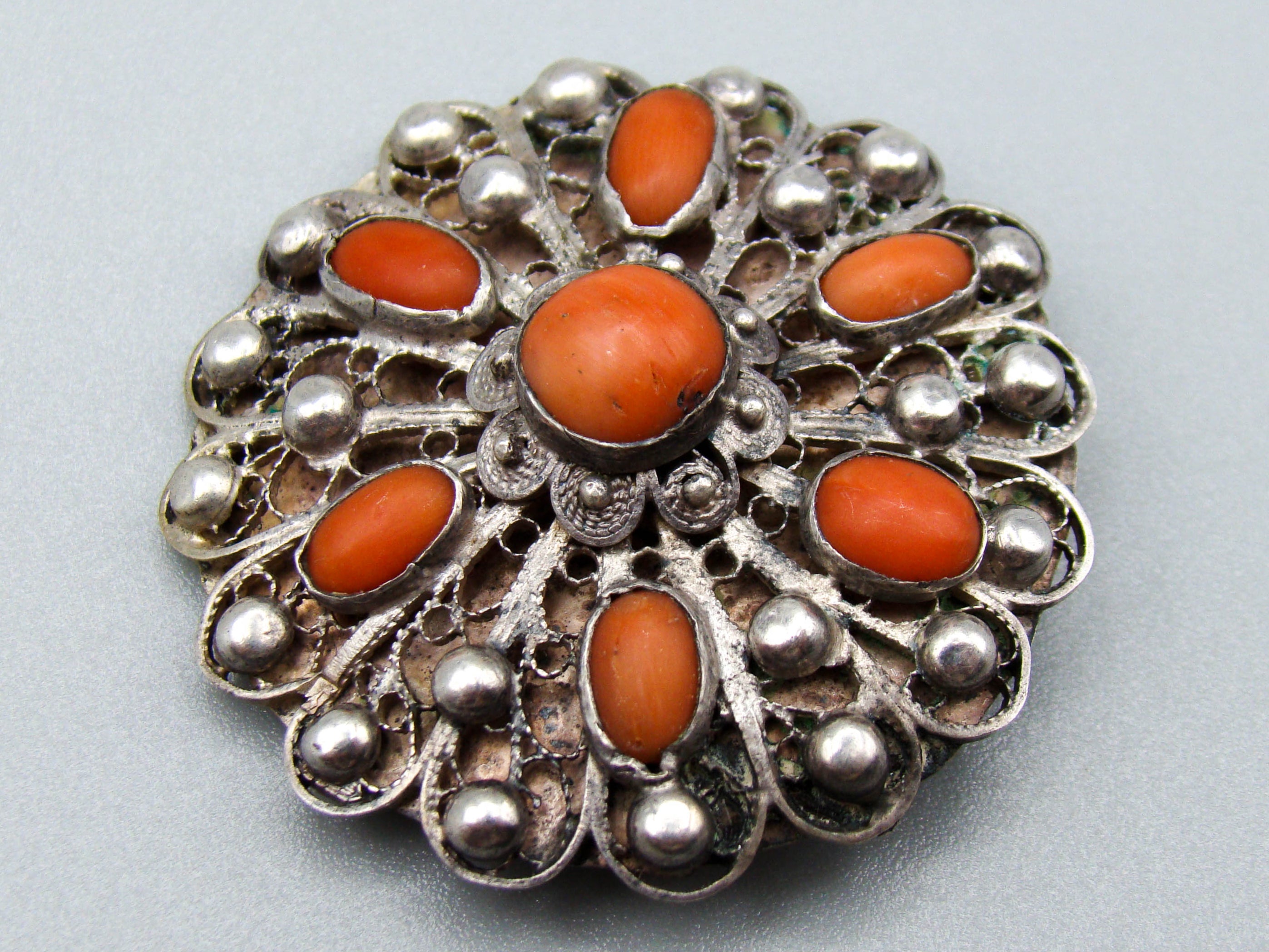 antique coral, natural coral, undyed coral, red coral, blood red coral, Italian coral, pacific coral, Sardinian Coral, Coral brooch, Coral earrings, coral pendant, sea coral, Silver 925