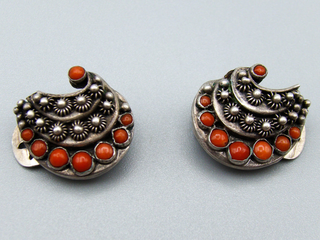 antique coral, natural coral, undyed coral, red coral, blood red coral, Italian coral, pacific coral, Sardinian Coral, Coral brooch, Coral earrings, coral pendant, sea coral, Silver 925