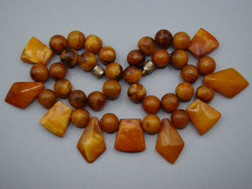 Antique Baltic egg yolk Natural Amber Necklace - Kingdom of Antique Arts